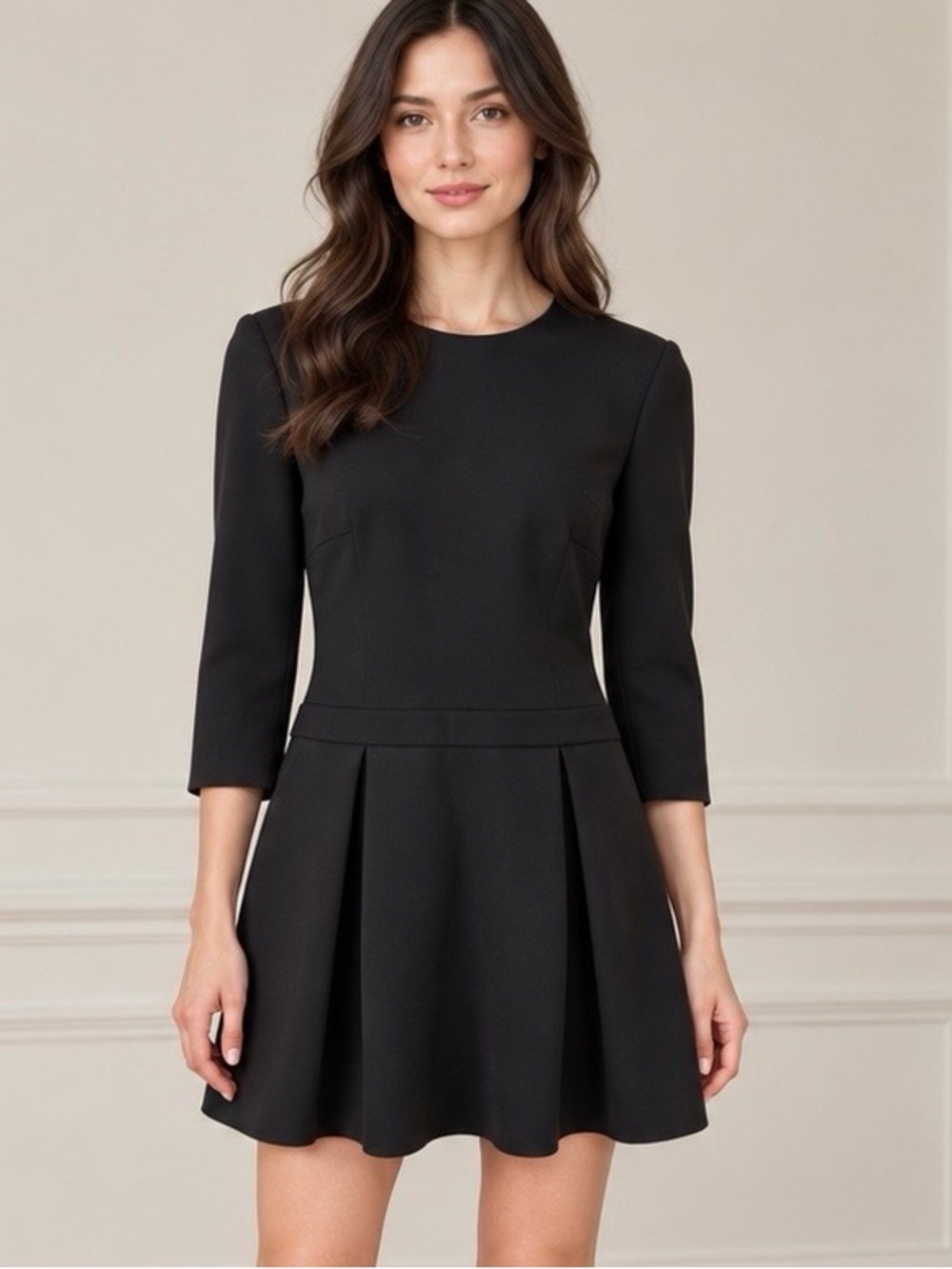 Miu Miu Structured Black LBD Fit-and-Flare Dress Pleated Dress